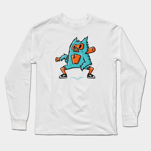 Owl. Cartoon Owl. Teen Owl. Owl with Baseball Bat Long Sleeve T-Shirt by Makushkin28